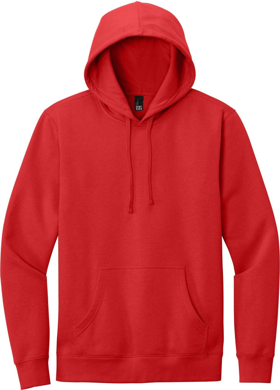 Front View of FieryRed District V.I.T. Fleece Hoodie DT6100