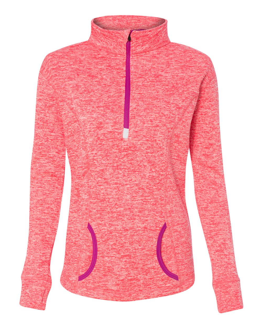 Fire Coral/ Magenta Women's Cosmic Fleece Quarter-Zip Pullover - 8617