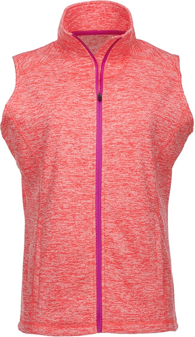 Front View of Fire Coral/ Magenta Women’s Cosmic Fleece Vest - 8625