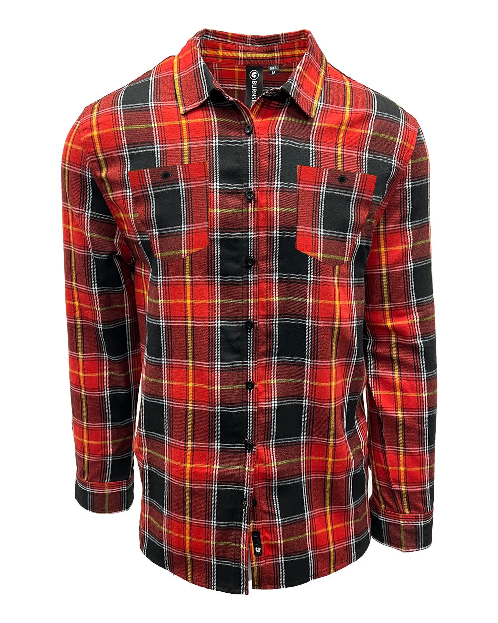 Front View of Fire Red/ Black Perfect Flannel Work Shirt - 8220