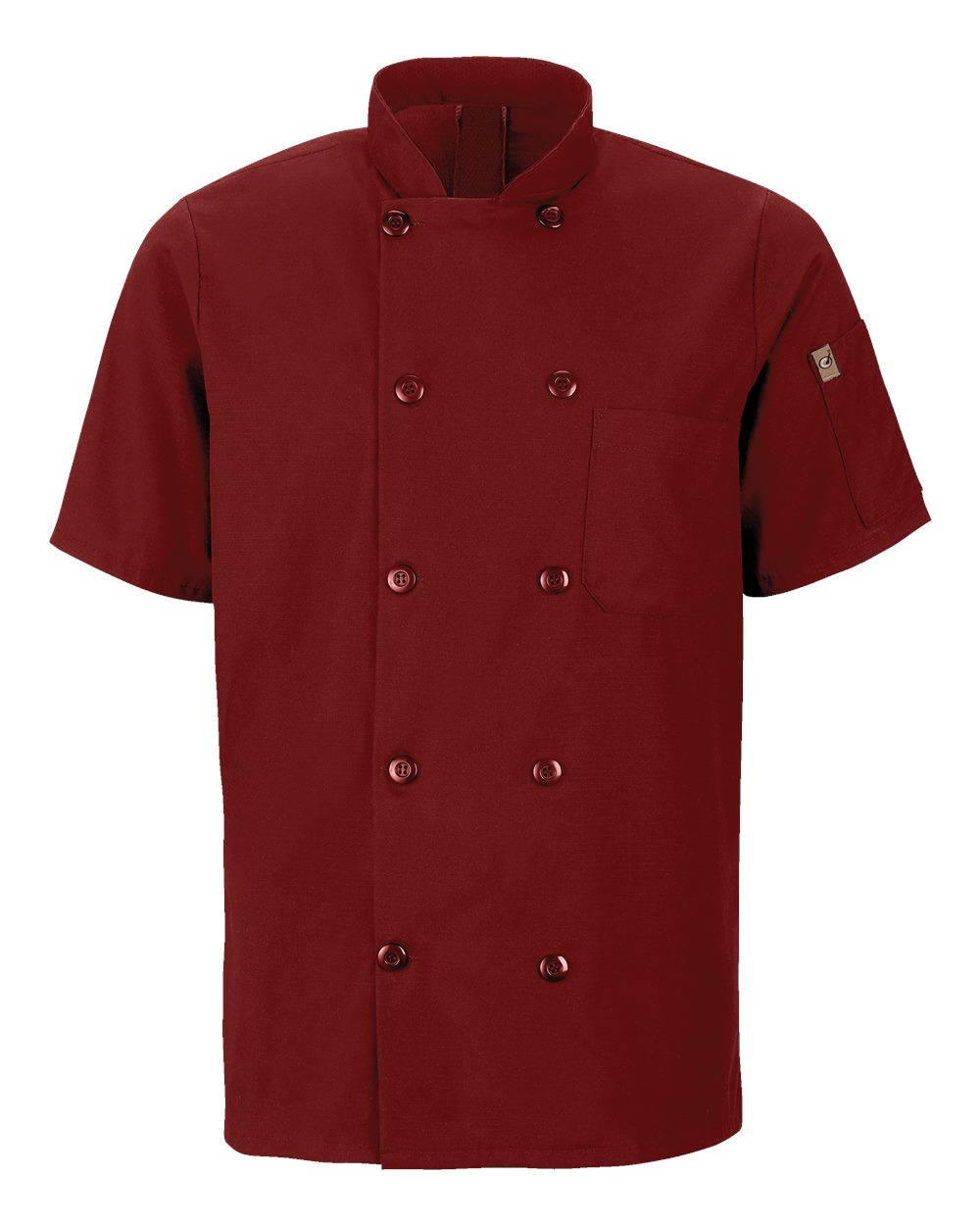 Front View of Fireball Red Mimix™ Short Sleeve Chef Coat with OilBlok - 046X