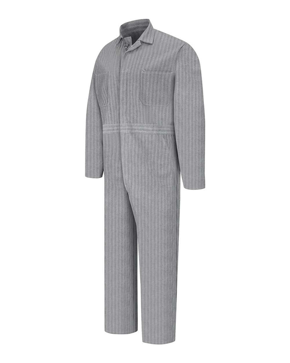 Front View of Fisher Herringbone Button-Front Cotton Coverall Additional Sizes - CC16EXT