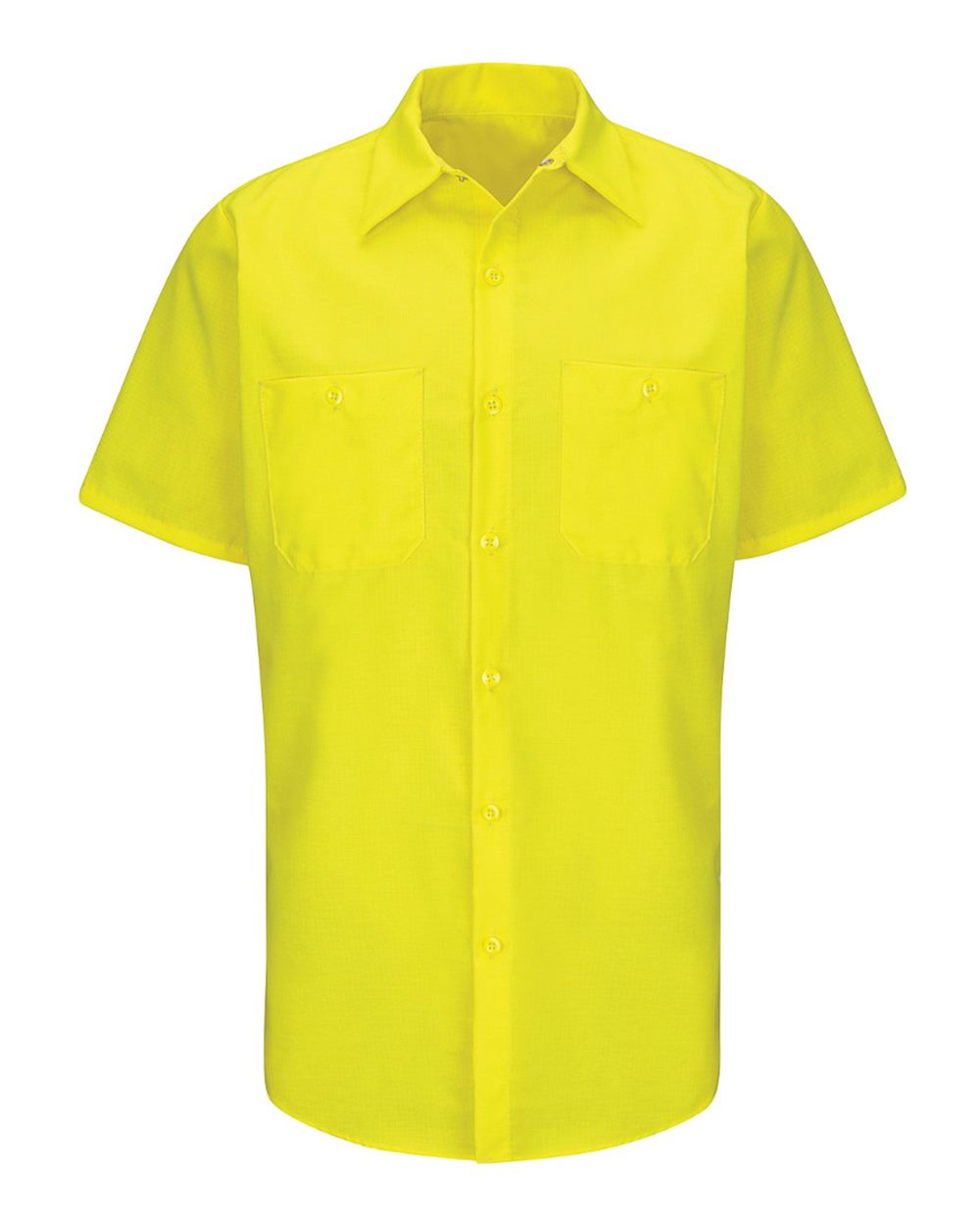 Front View of Fluorescent Yellow Enhanced & Hi-Visibility Work Shirt - SY24