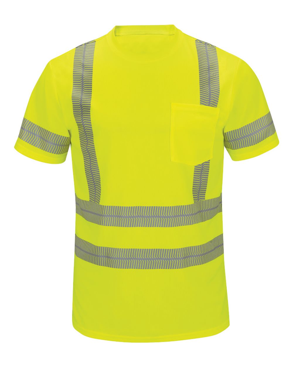 Front View of Fluorescent Yellow High Visibility Short Sleeve T-Shirt - SVY4