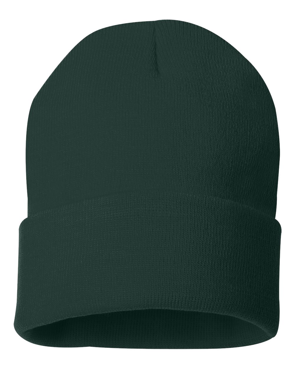 Front View of Forest 12" Solid Cuffed Beanie - SP12