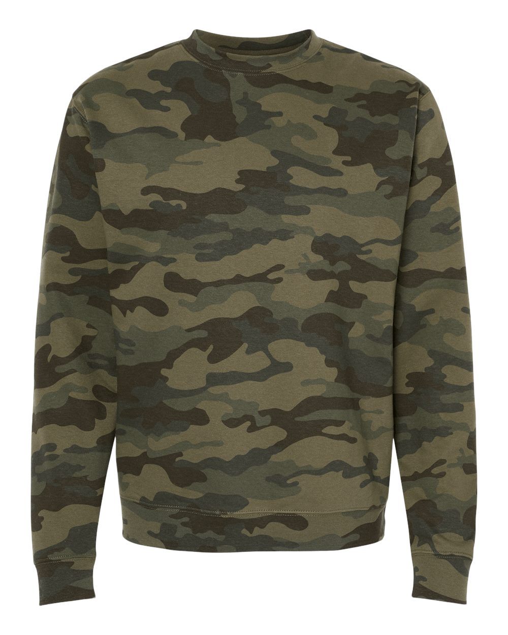 Front View of Forest Camo Midweight Crewneck Sweatshirt - SS3000