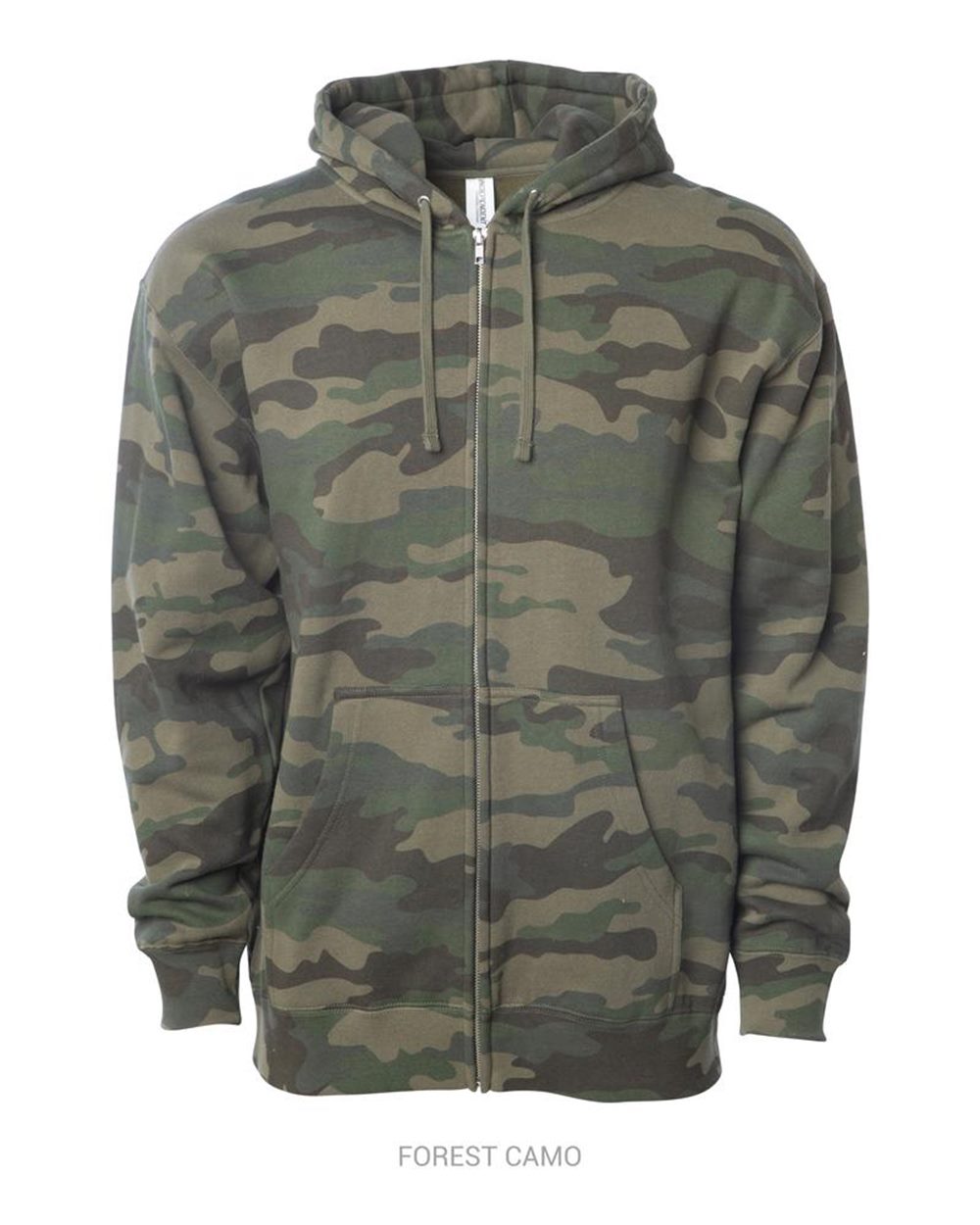 Front View of Forest Camo Midweight Full-Zip Hooded Sweatshirt - SS4500Z