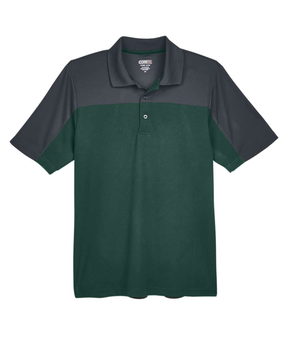 Front View of Forest/ Carbon Men's Balance Colorblock Performance Piqué Polo - CE101