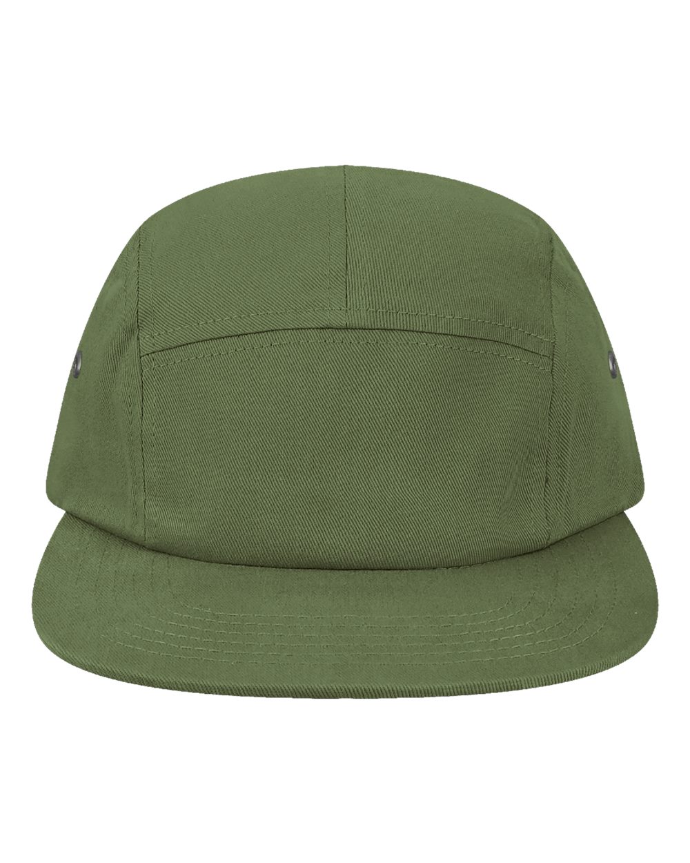 Front View of Forest Green Five-Panel Camper Hat - CAMPER