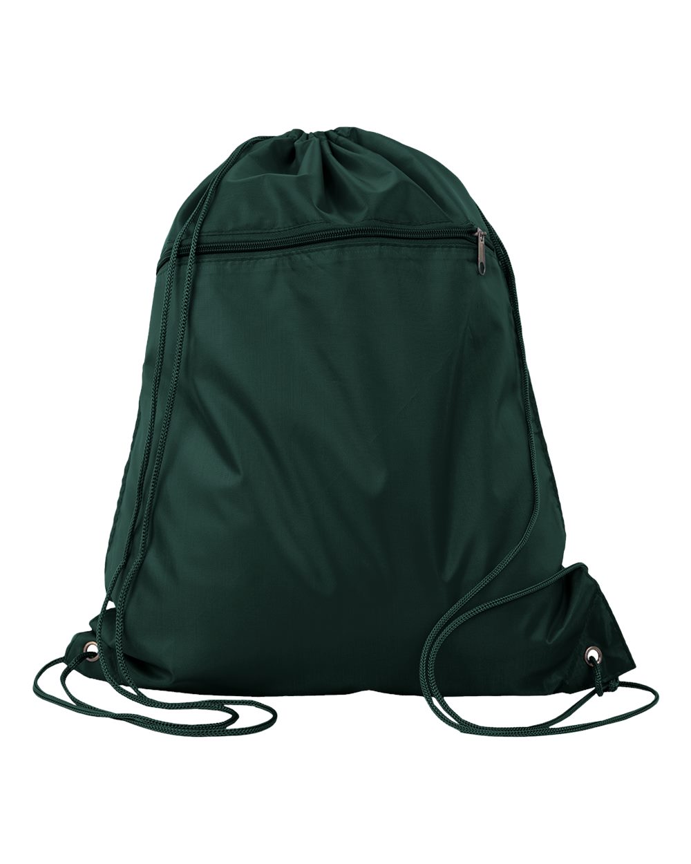 Front View of Forest Green Polyester Cinchpack - Q135200