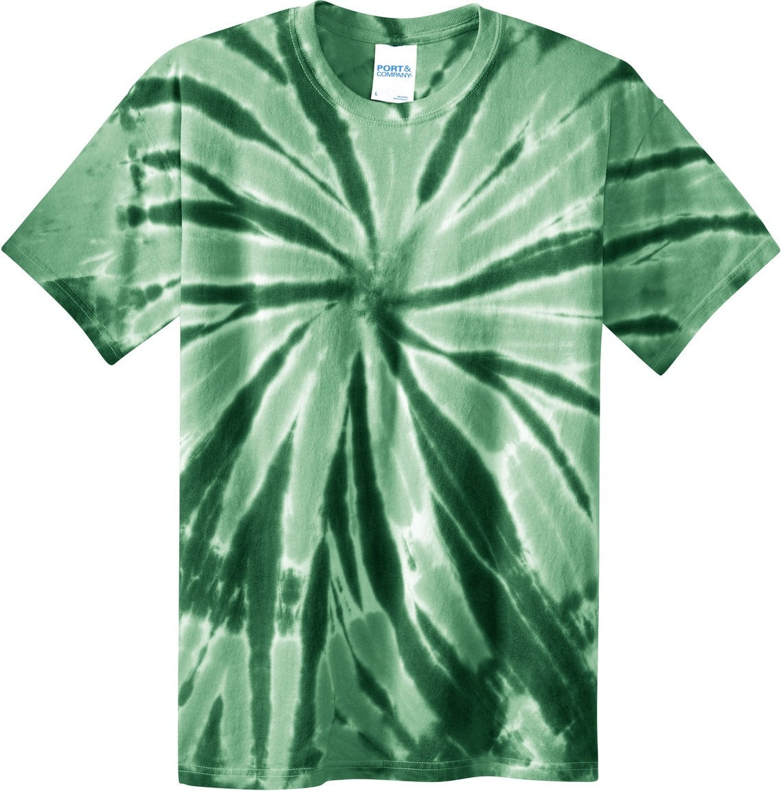 Front View of Forest Green Port & Co Tie-Dye Tee. PC147