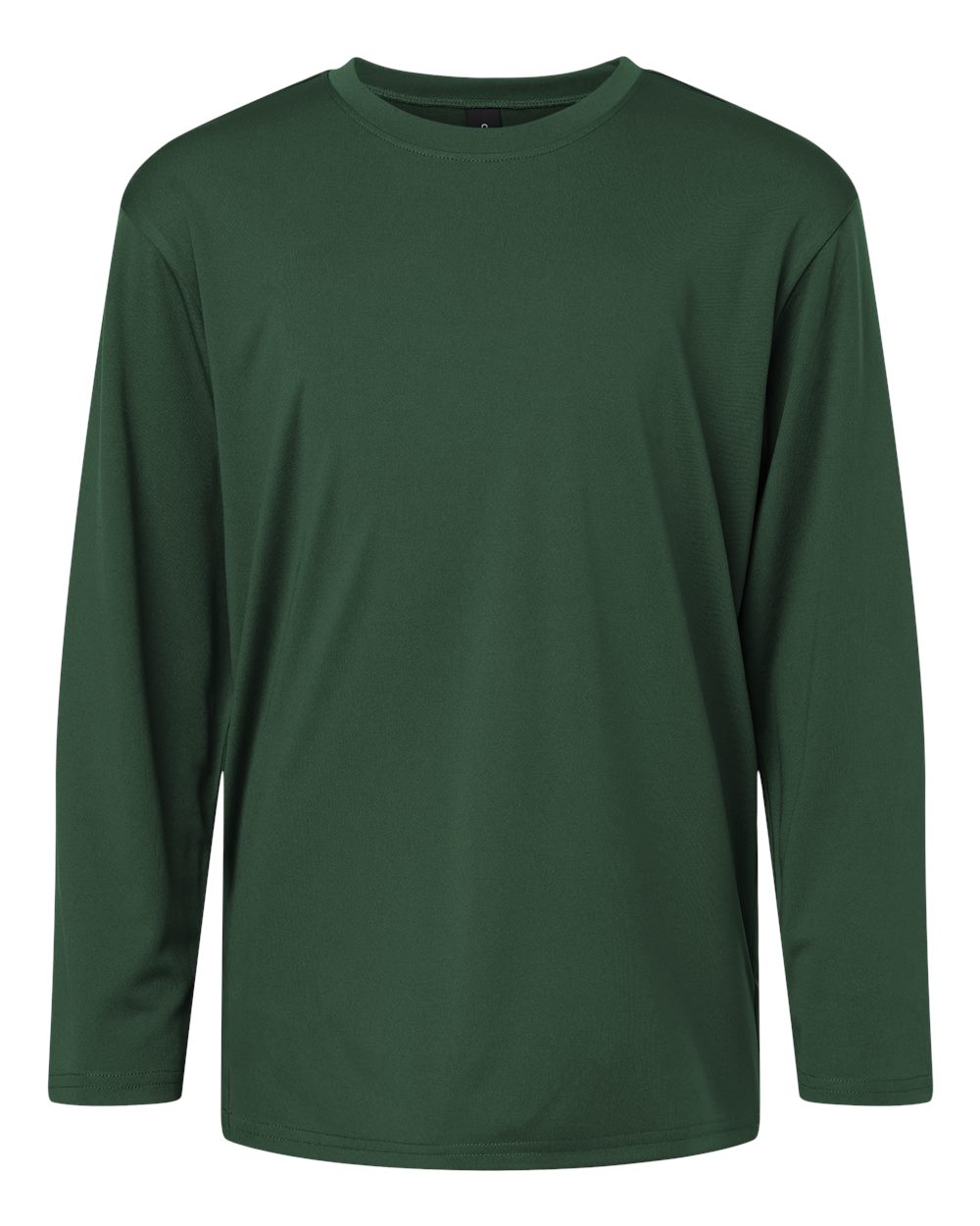 Front View of Forest Green Pro-Lock Youth Performance Long Sleeve T-Shirt - 48400Y