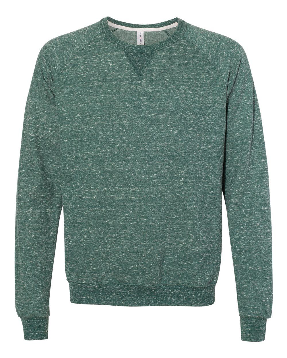 Front View of Forest Green Snow Heather French Terry Crewneck Sweatshirt - 91MR