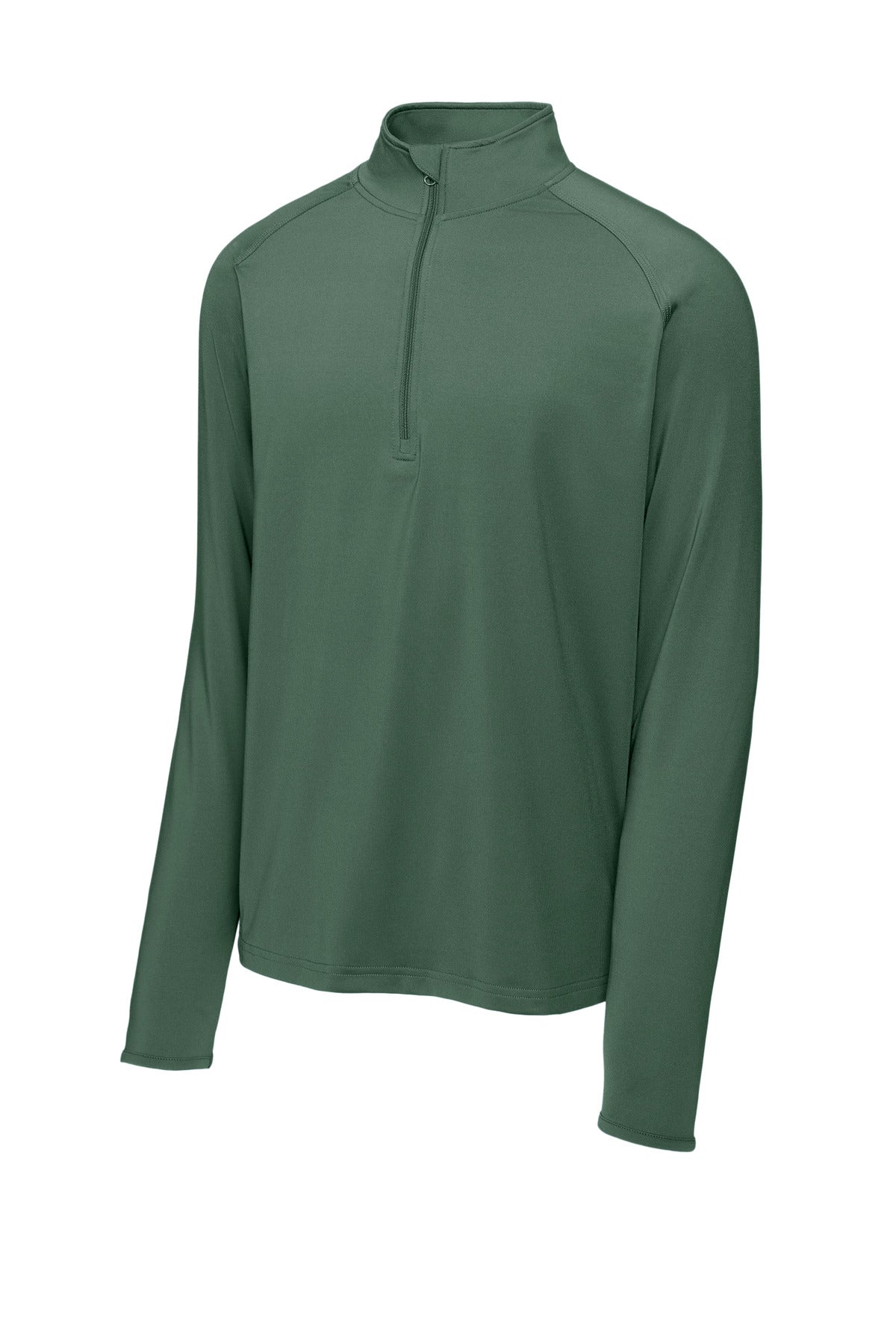 Front View of Forest Green Sport-Tek Sport-Wick Stretch 1/4-Zip Pullover. ST850