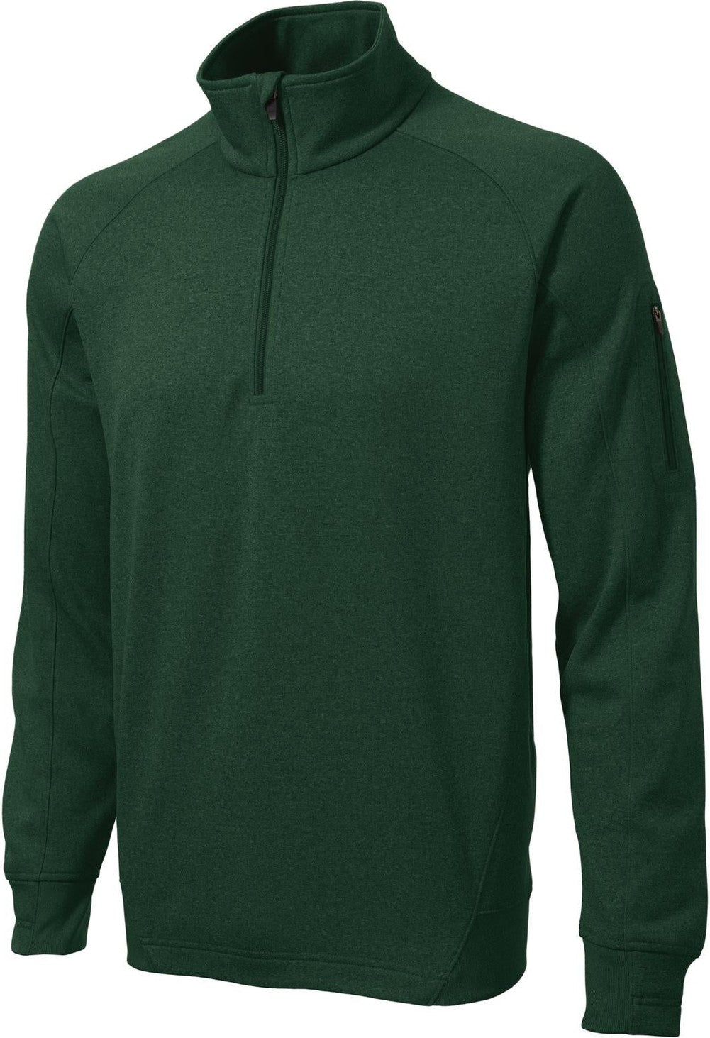 Front View of Forest Green Sport-Tek Tech Fleece 1/4-Zip Pullover. F247