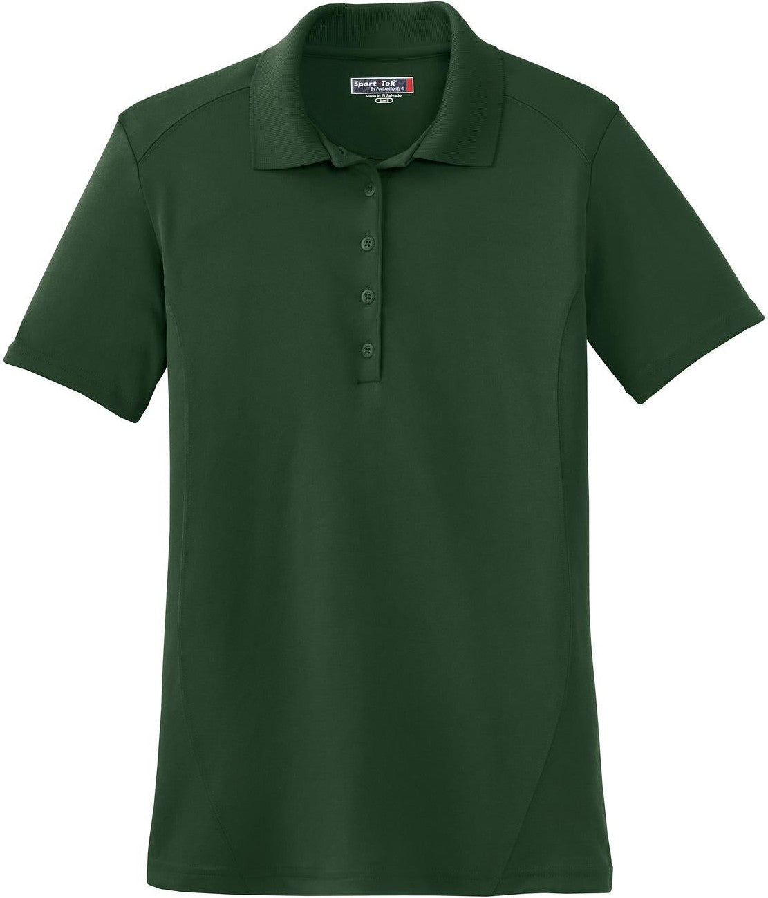 Front View of Forest Green Sport-Tek Women's Dry Zone Raglan Accent Polo. L475