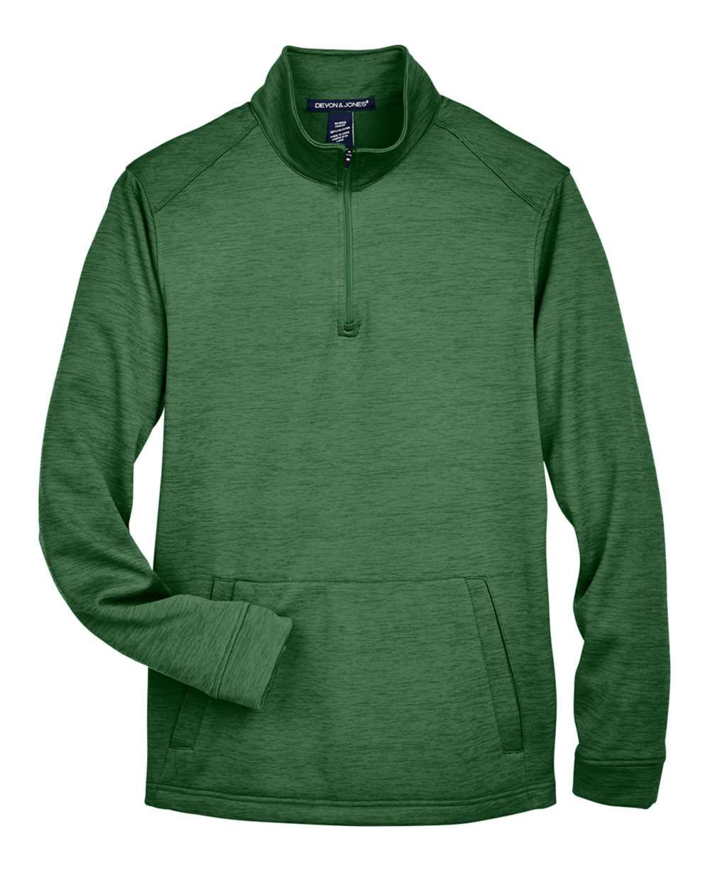 Front View of Forest Heather Men's Newbury Mélange Fleece Quarter-Zip Pullover - DG798