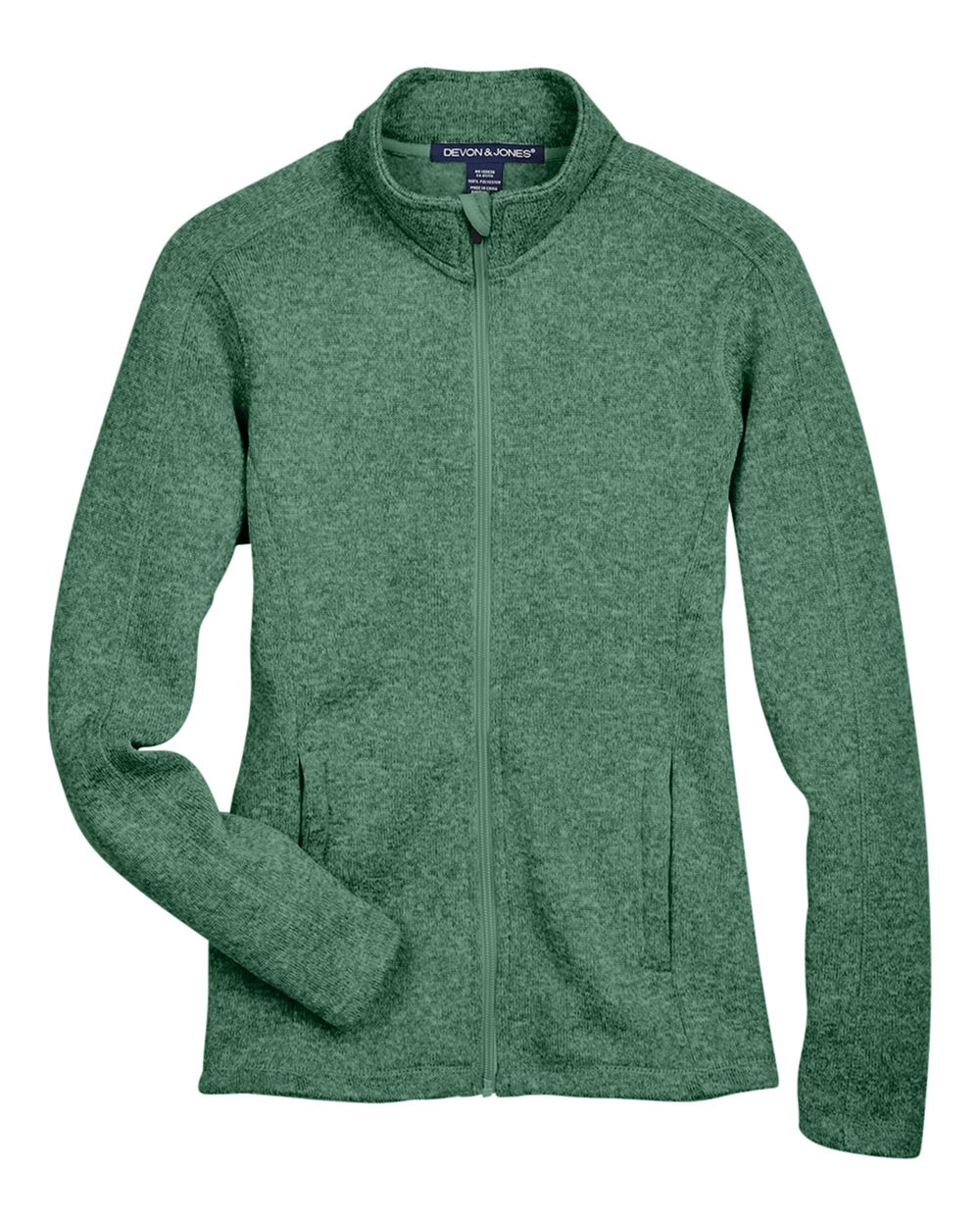 Front View of Forest Heather Women's Bristol Full-Zip Sweater Fleece Jacket - DG793W