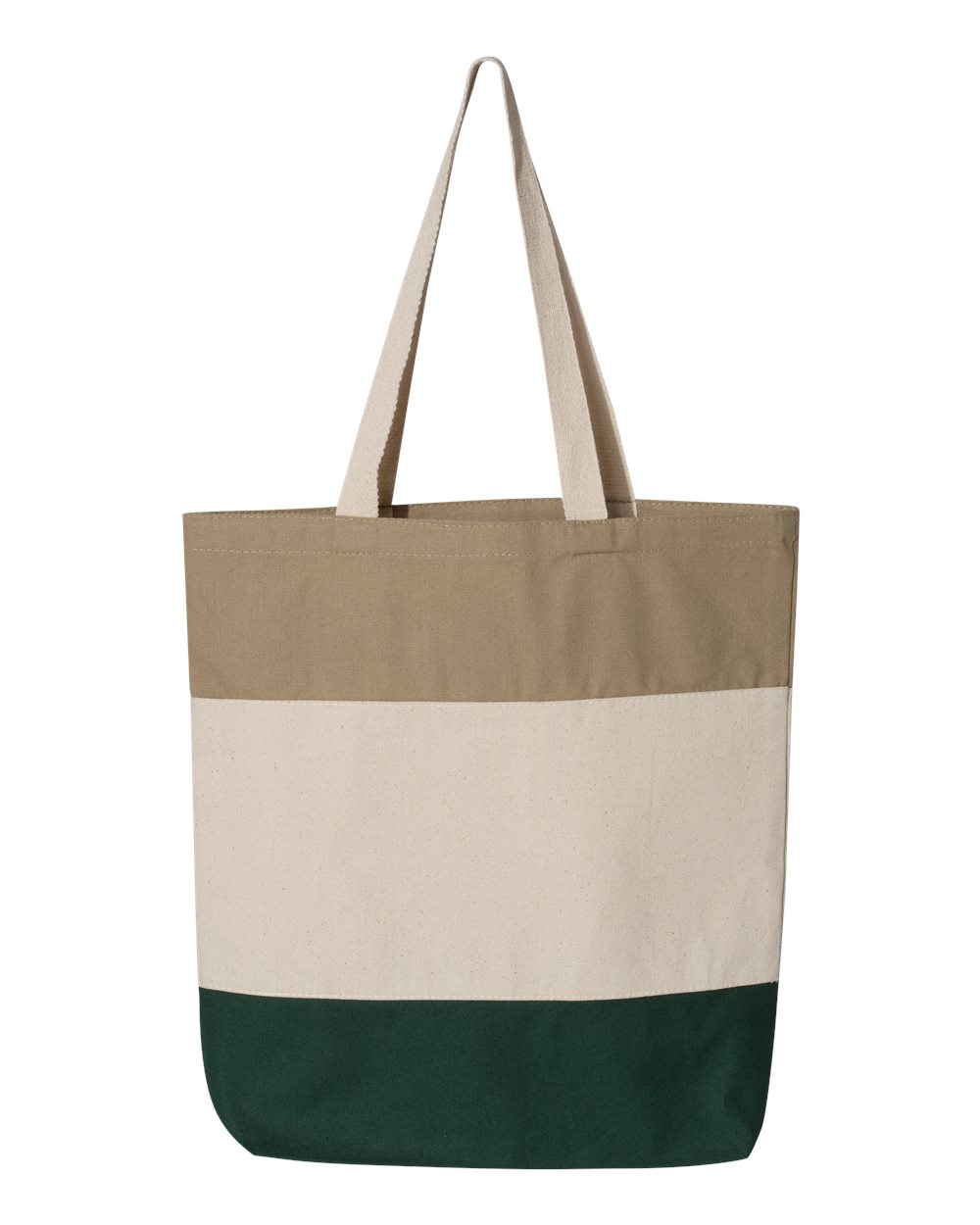 Front View of Forest/ Natural/ Khaki 11L Tri-Color Tote - Q125900