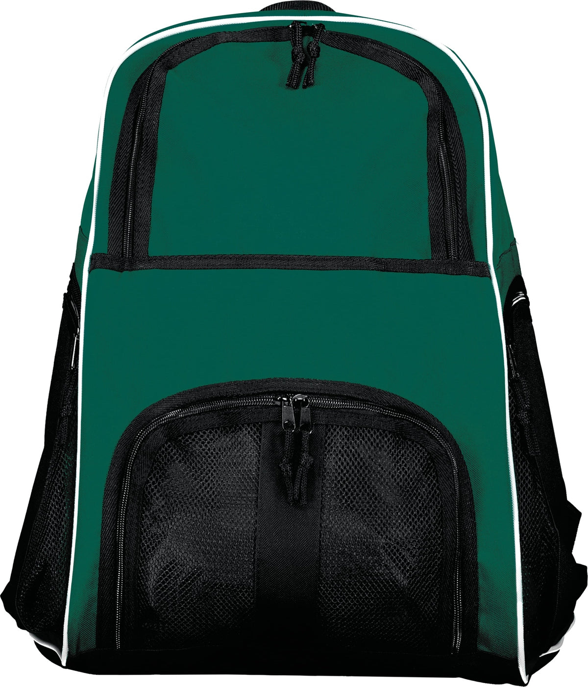 Front View of FOREST/BLACK/WHITE PLAYER BACKPACK