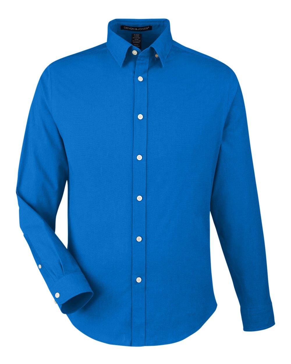 Front View of French Blue Melange Men's CrownLux Performance® Spencer Poplin Dress Shirt - DG505