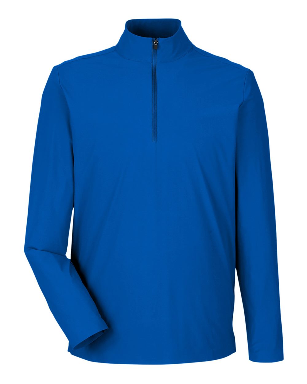 Front View of French Blue Men's CrownLux Performance® Windsor Welded Quarter-Zip Pullover - DG410