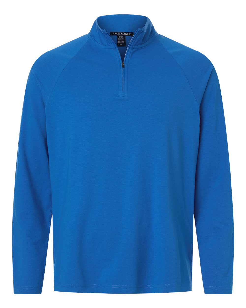 Front View of French Blue Men's Seaton Pebble Textured Quarter-Zip Pullover - DG402 plain