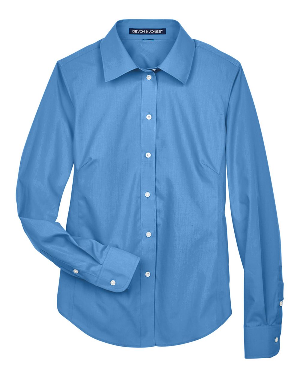 Front View of French Blue Women&#39;s Crown Collection® Broadcloth Woven Dress Shirt - D620W