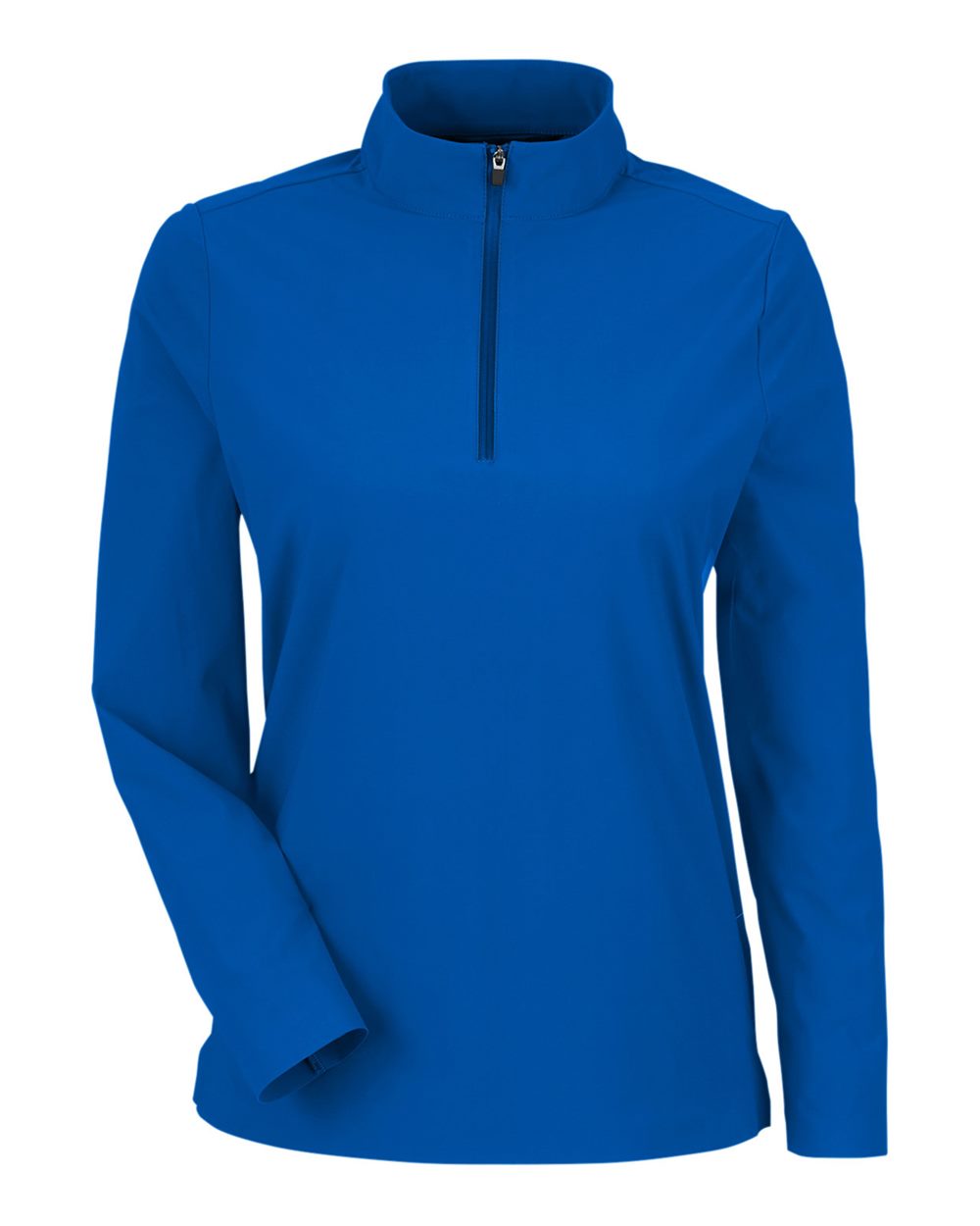 Front View of French Blue Women's CrownLux Performance® Windsor Welded Quarter-Zip Pullover - DG410W