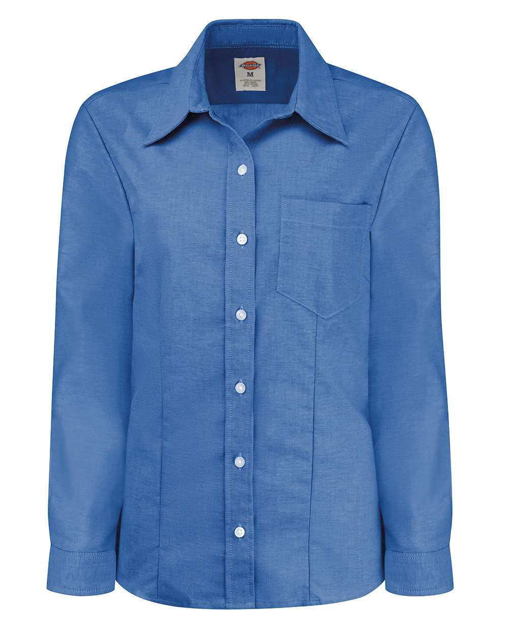 Front View of French Blue Women's Oxford Long Sleeve Shirt - L254