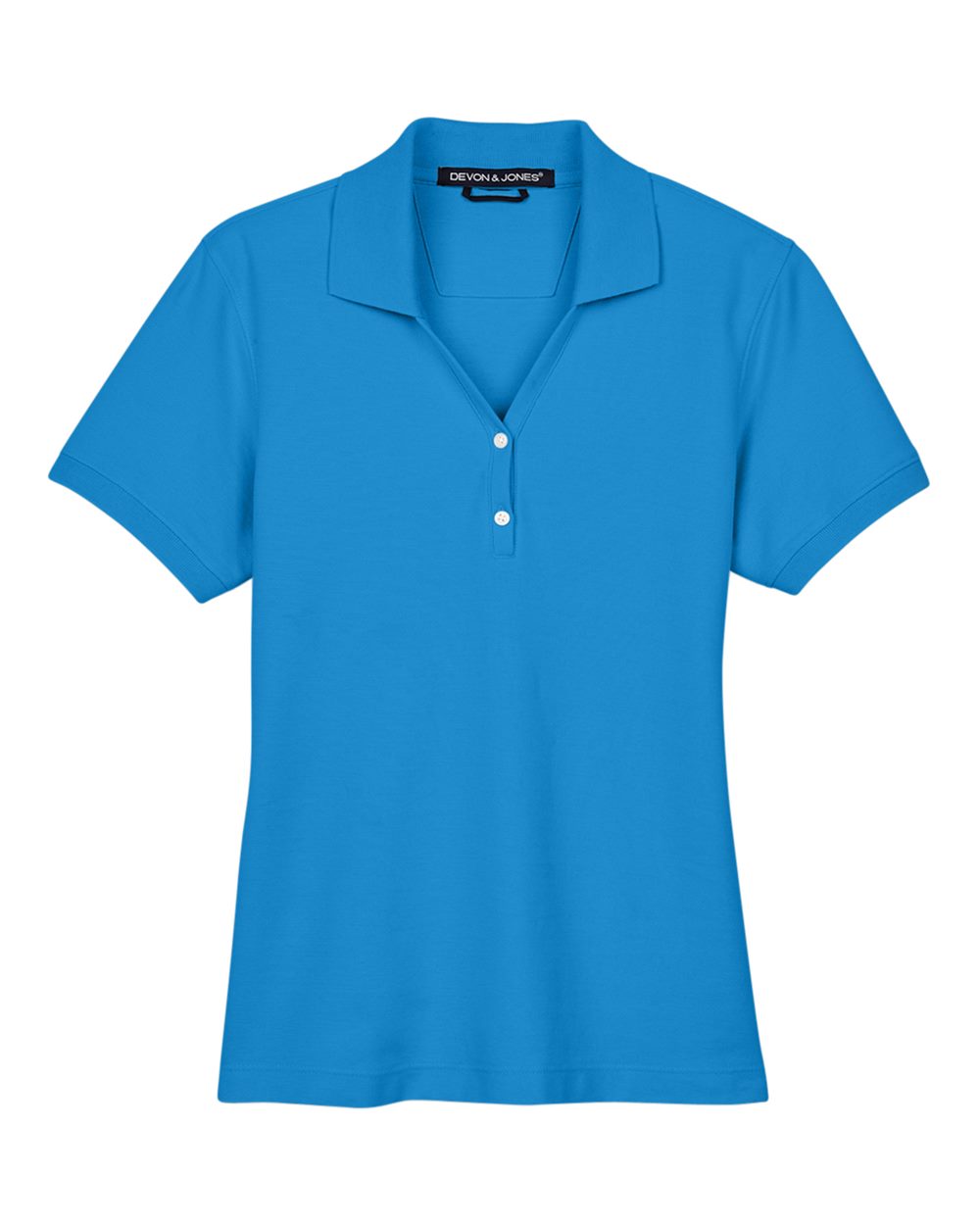 Front View of French Blue Women's Pima Piqué Polo - D100W