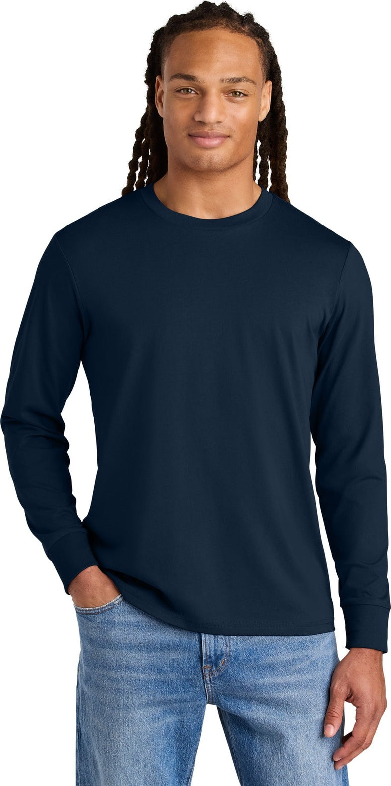 Front View of FrenchNavy Stanley/Stella Unisex Creator 2.0 Long Sleeve Tee SXU022