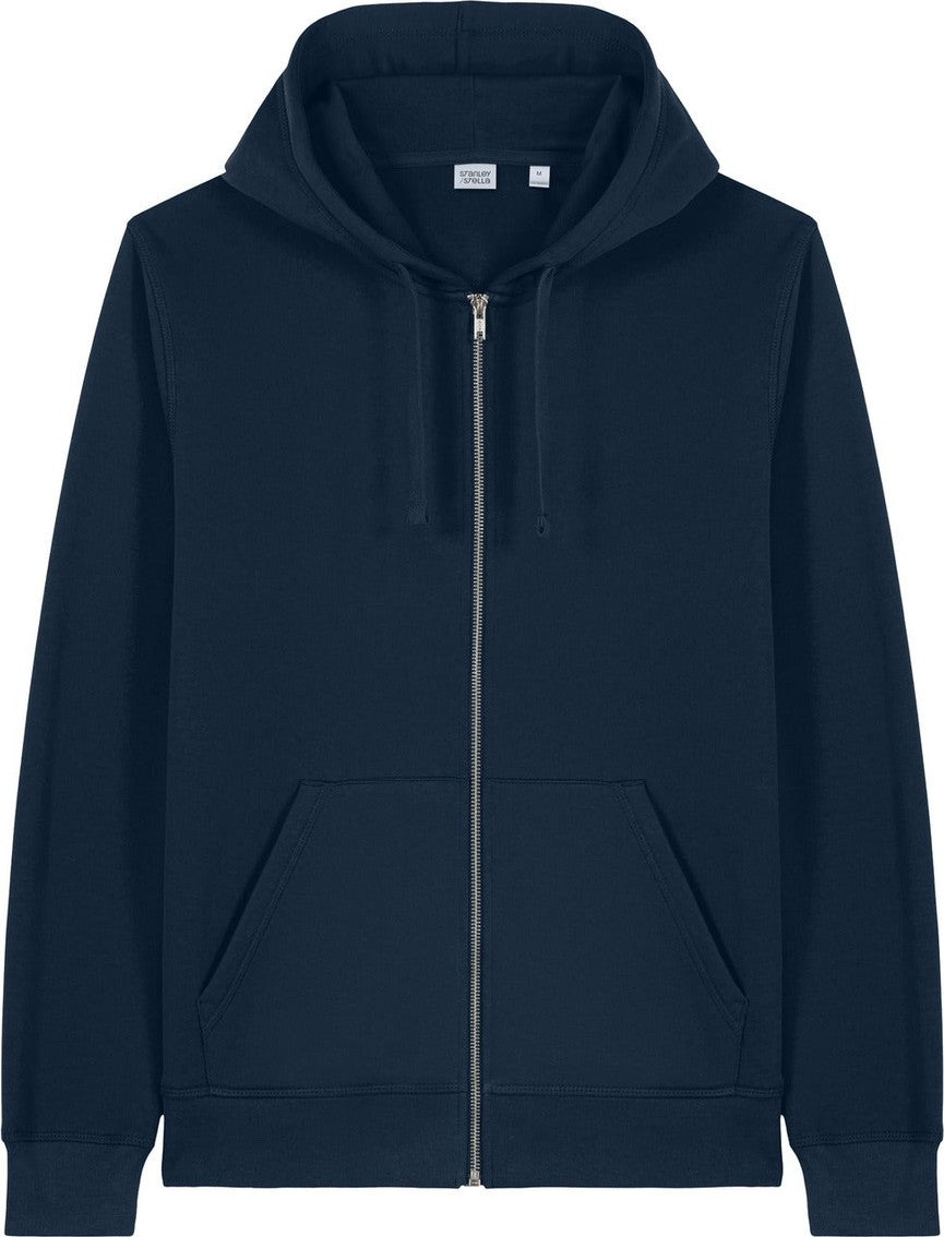 Front View of FrenchNavy Stanley/Stella Unisex Mixer Full-Zip Hooded Sweatshirt SXU011
