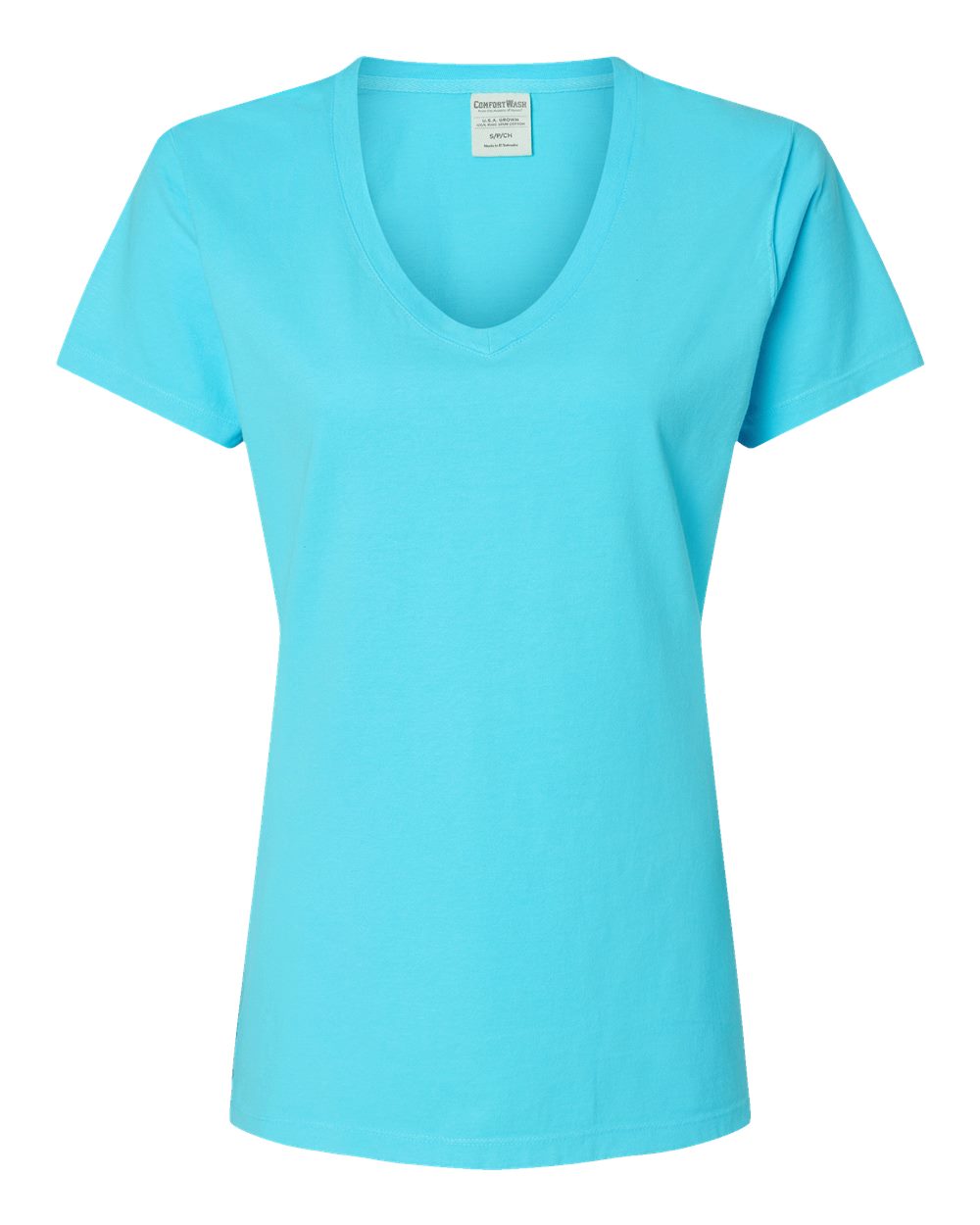 Front View of Freshwater Garment-Dyed Women's V-Neck T-Shirt - GDH125