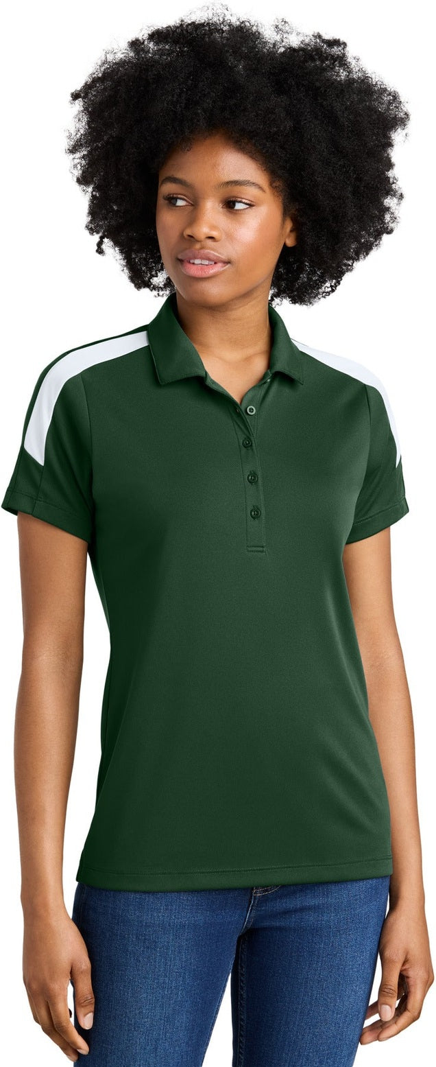 Front View of FrGn/White Sport-Tek Women's Competitor United Polo LST104