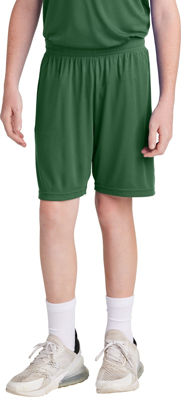 Front View of FrGn/White Sport-Tek Youth Competitor United 5" Short YST103