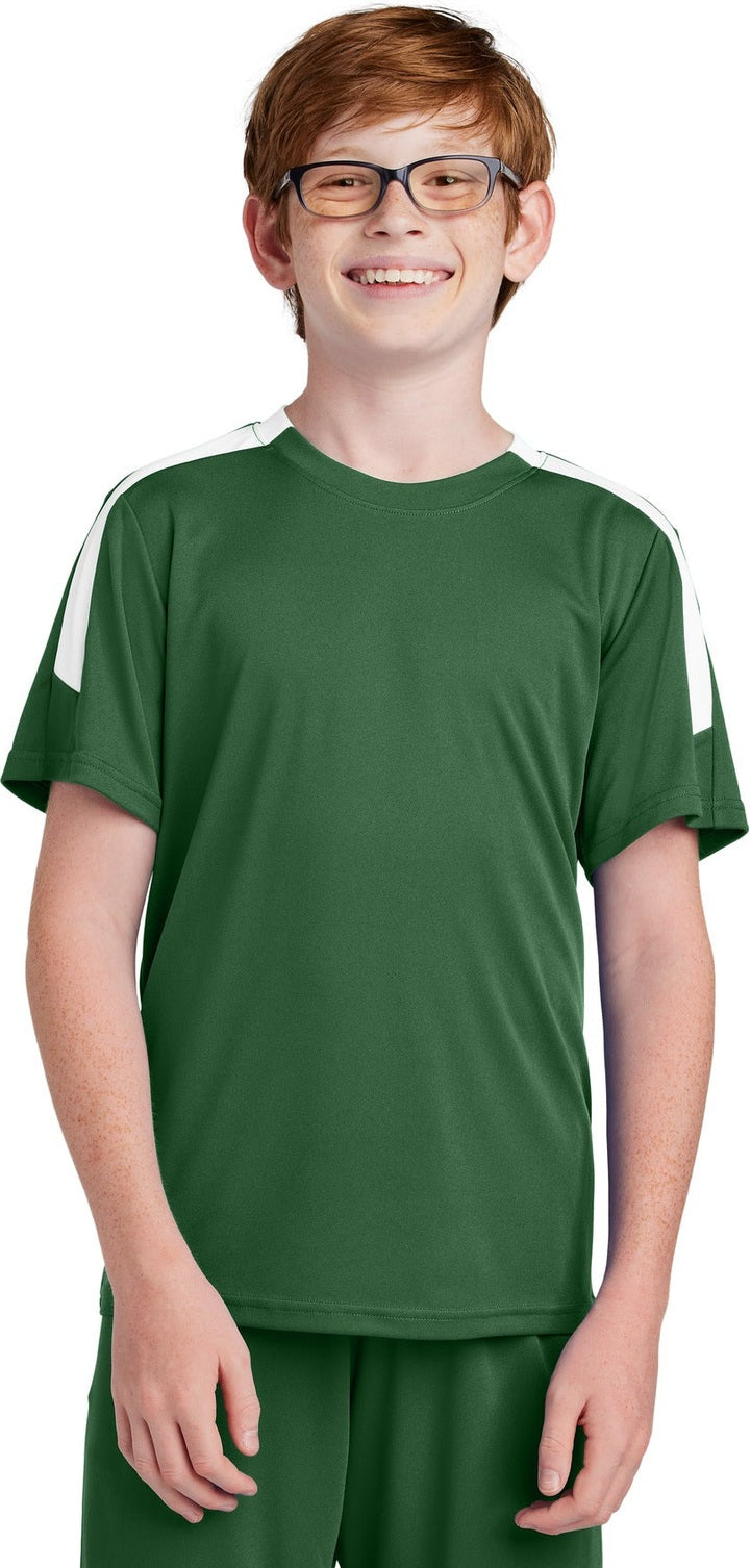 Front View of FrGn/White Sport-Tek Youth Competitor United Crew YST100