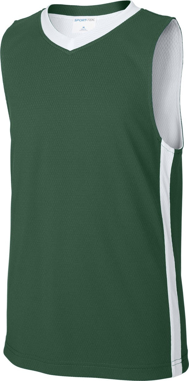 Front View of FrGn/White Sport-Tek Youth Rival Basketball Rev Jersey YST900