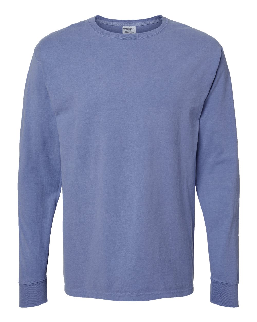 Front View of Frontier Blue Garment-Dyed Long Sleeve T-Shirt - GDH200