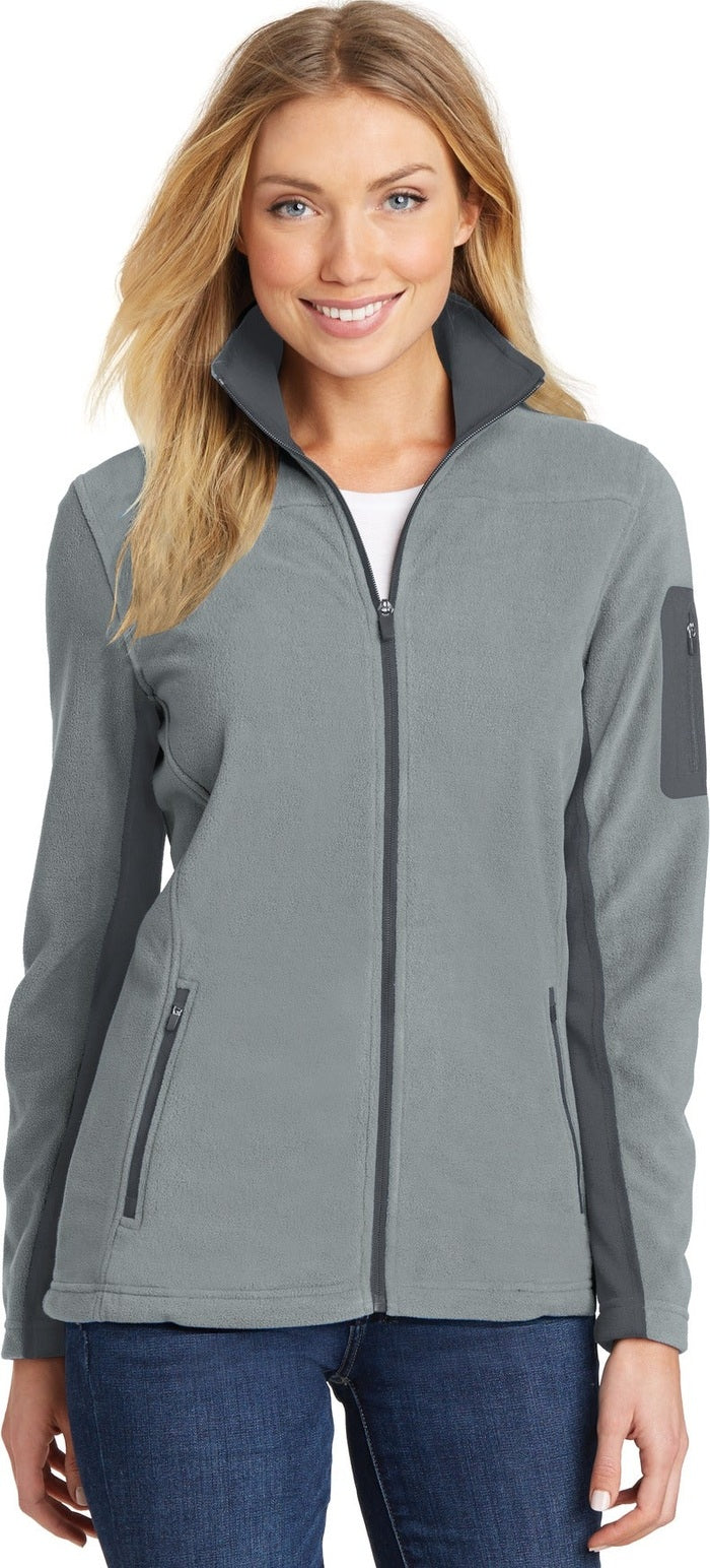 Front View of Frost Grey/Mag Port Authority Women's Summit Fleece Full-Zip Jacket. L233