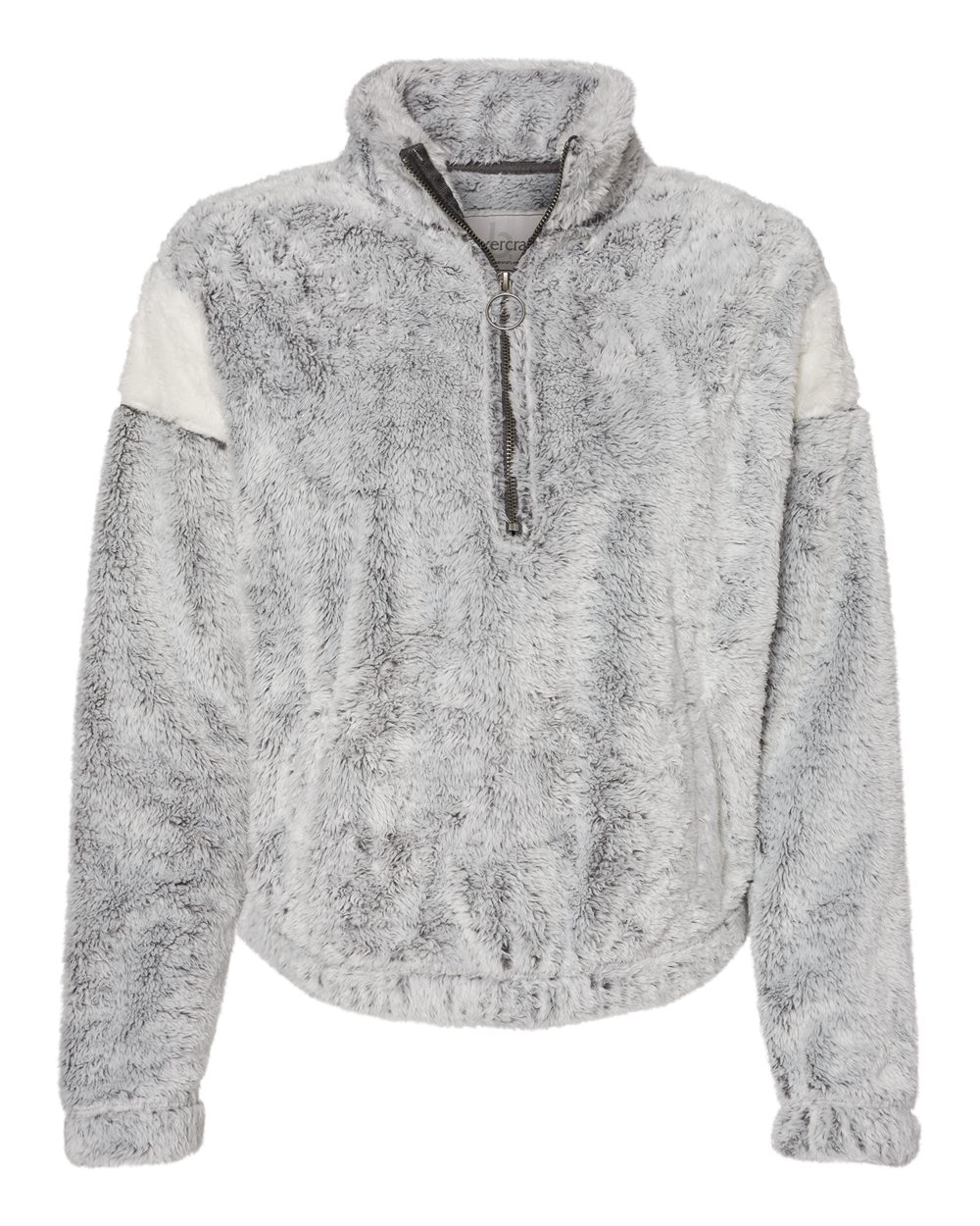 Front View of Frosty Grey/ Natural Women's Remy Fuzzy Fleece Pullover - FZ04
