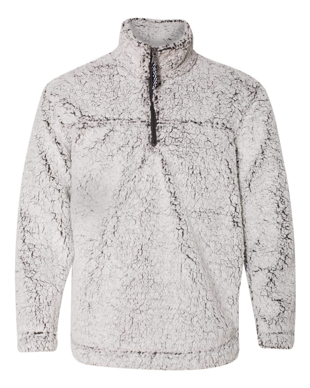 Front View of Frosty Grey Sherpa Fleece Quarter-Zip Pullover - Q10