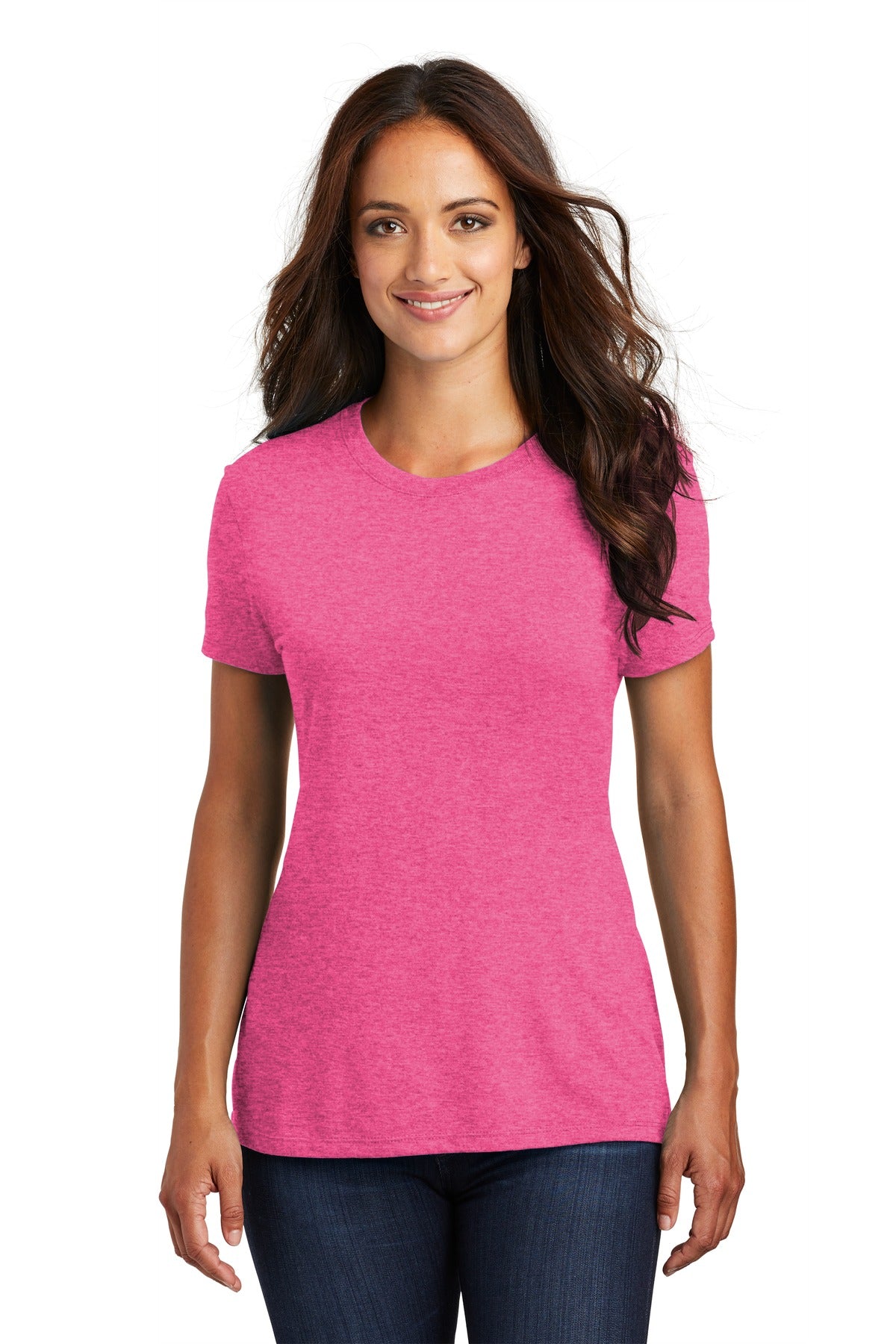 Front View of Fuchsia Frost District Women's Perfect Tri Tee. DM130L