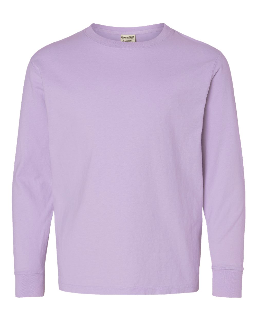 Front View of Future Lavender Garment-Dyed Youth Long Sleeve T-Shirt - GDH275