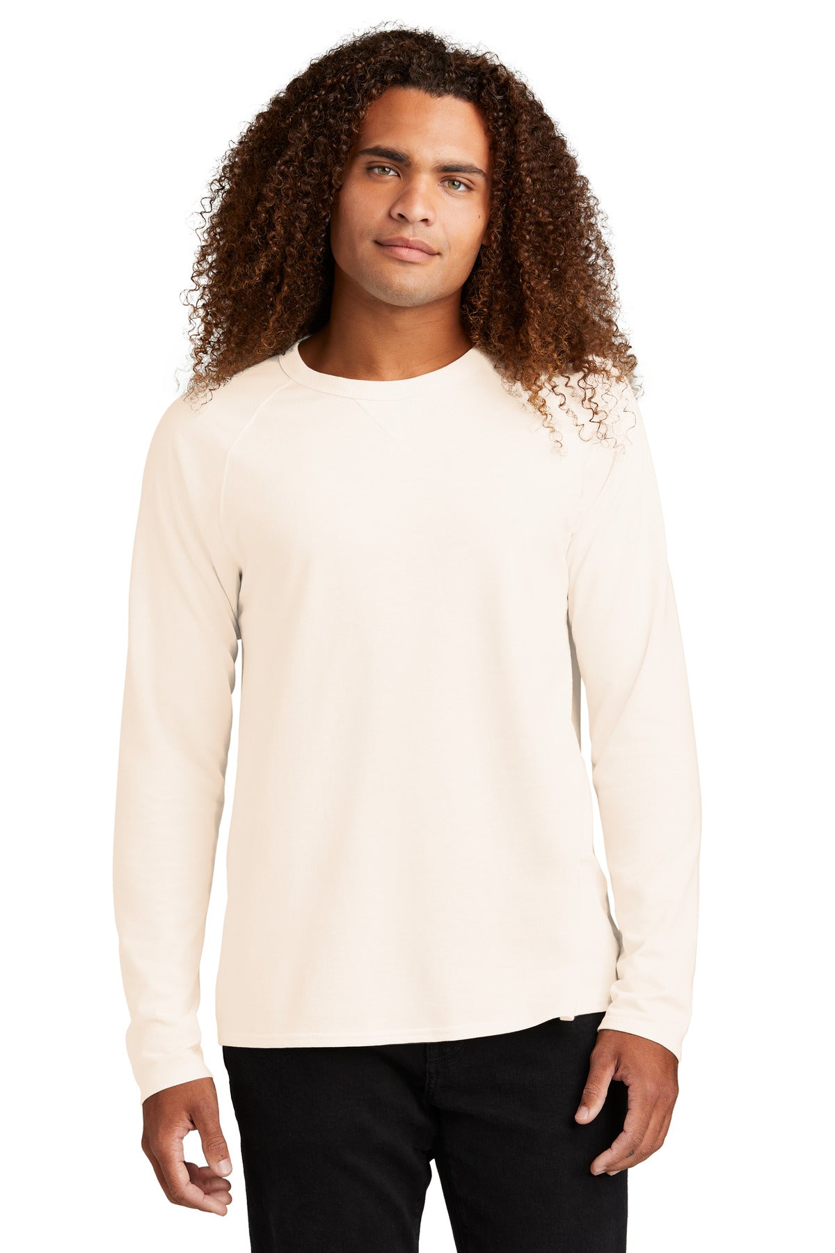 Front View of Gardenia District Featherweight French Terry Long Sleeve Crewneck DT572