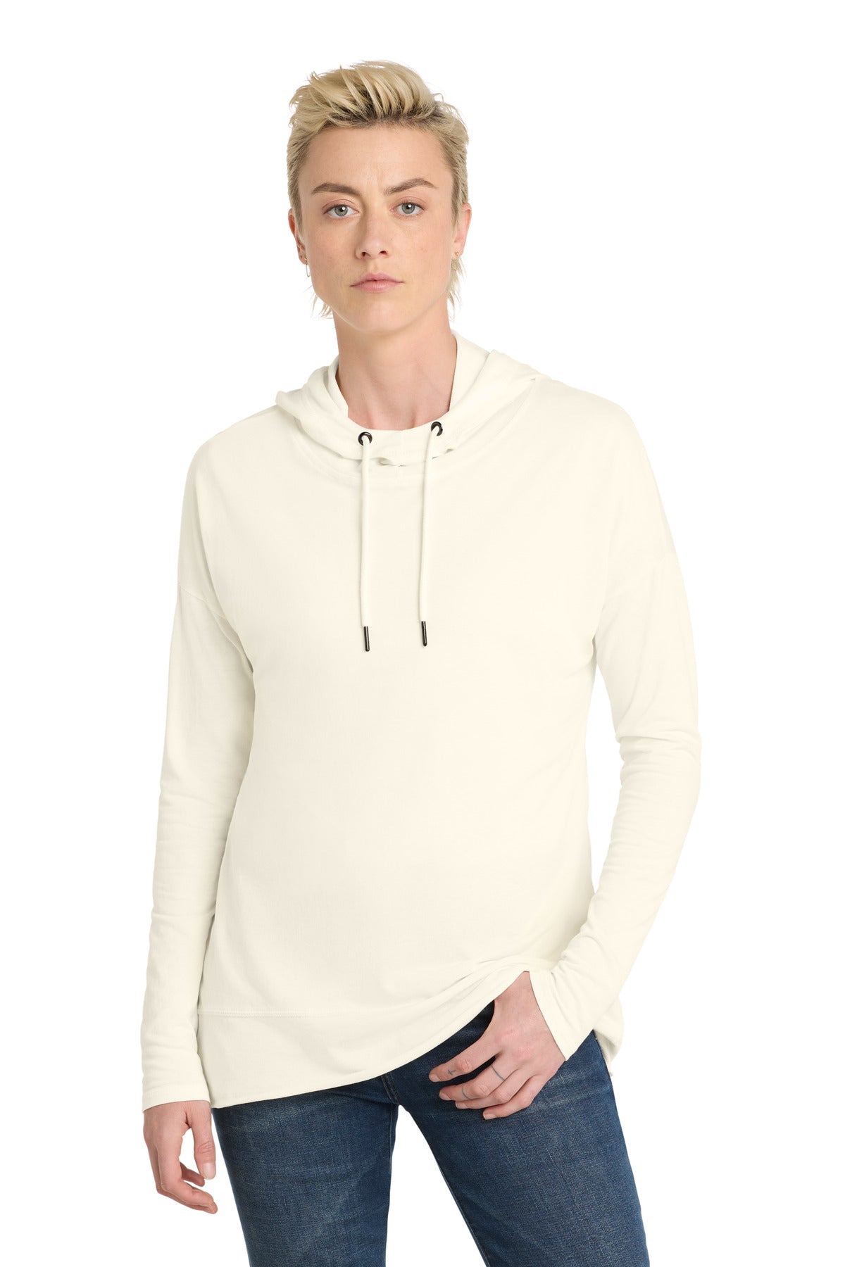 Front View of Gardenia District Women's Featherweight French Terry Hoodie DT671