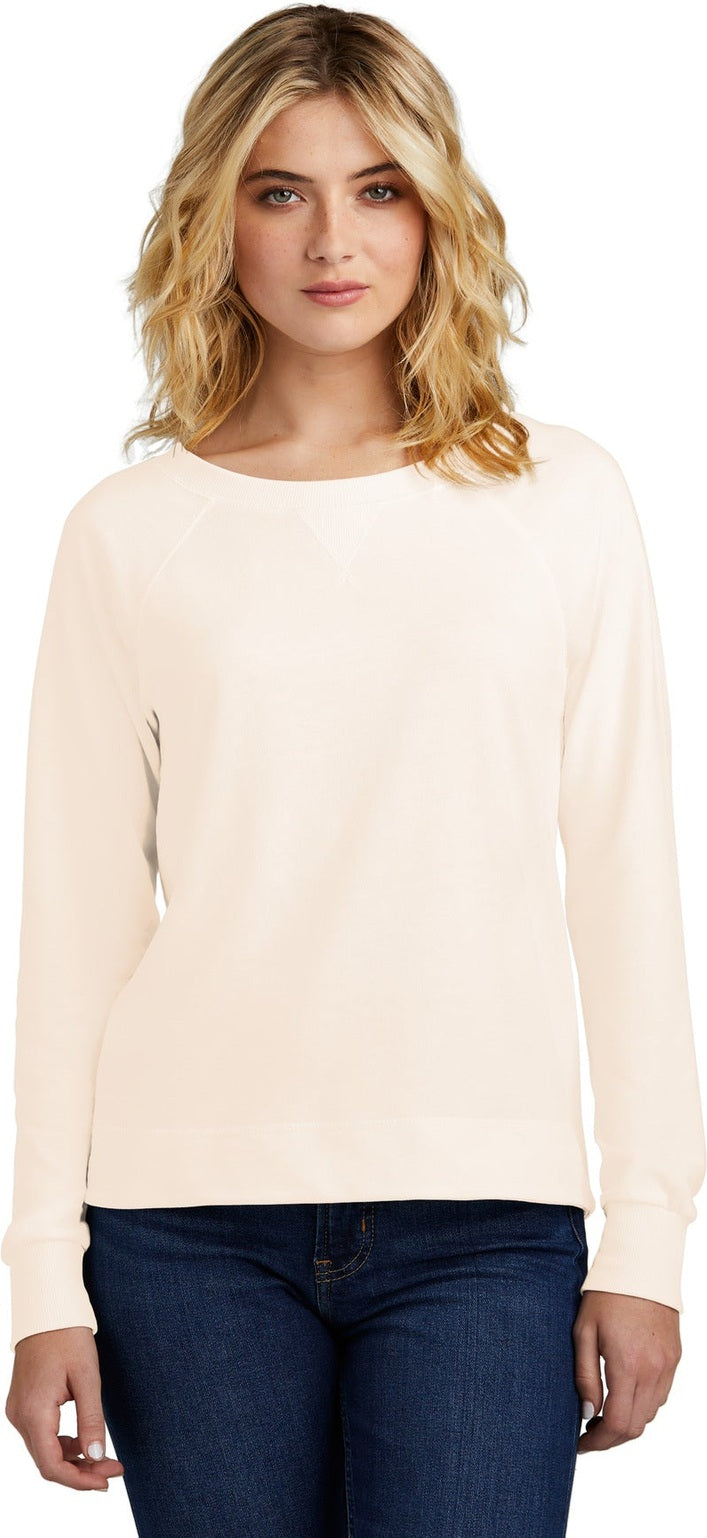 Front View of Gardenia District Women's Featherweight French Terry Long Sleeve Crewneck DT672