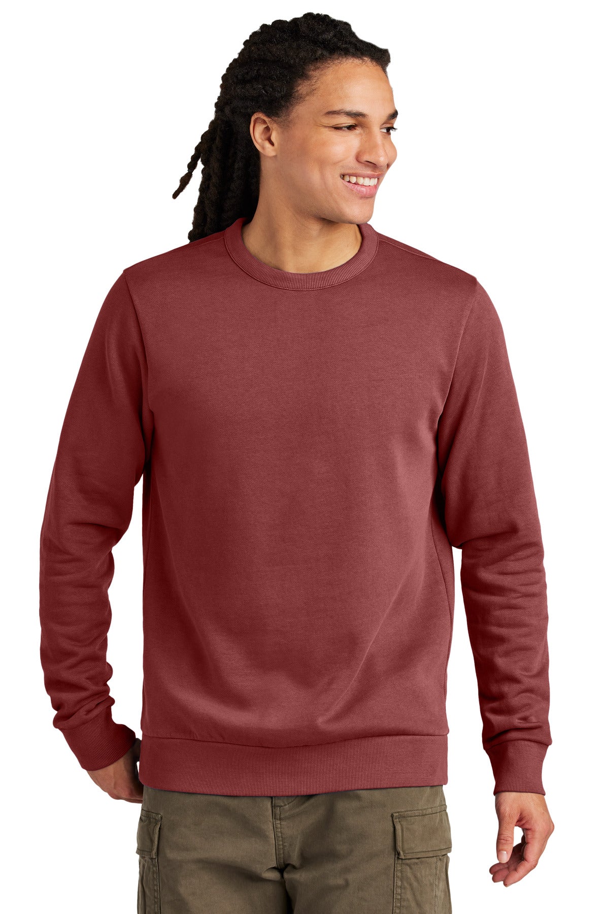 Front View of Garnet District Wash Fleece Crew DT2204