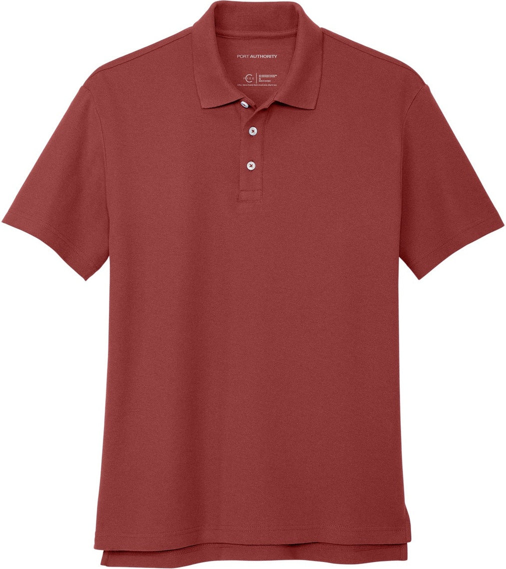 Front View of Garnet Port Authority C-FREE Cotton Blend Pique Polo K867
