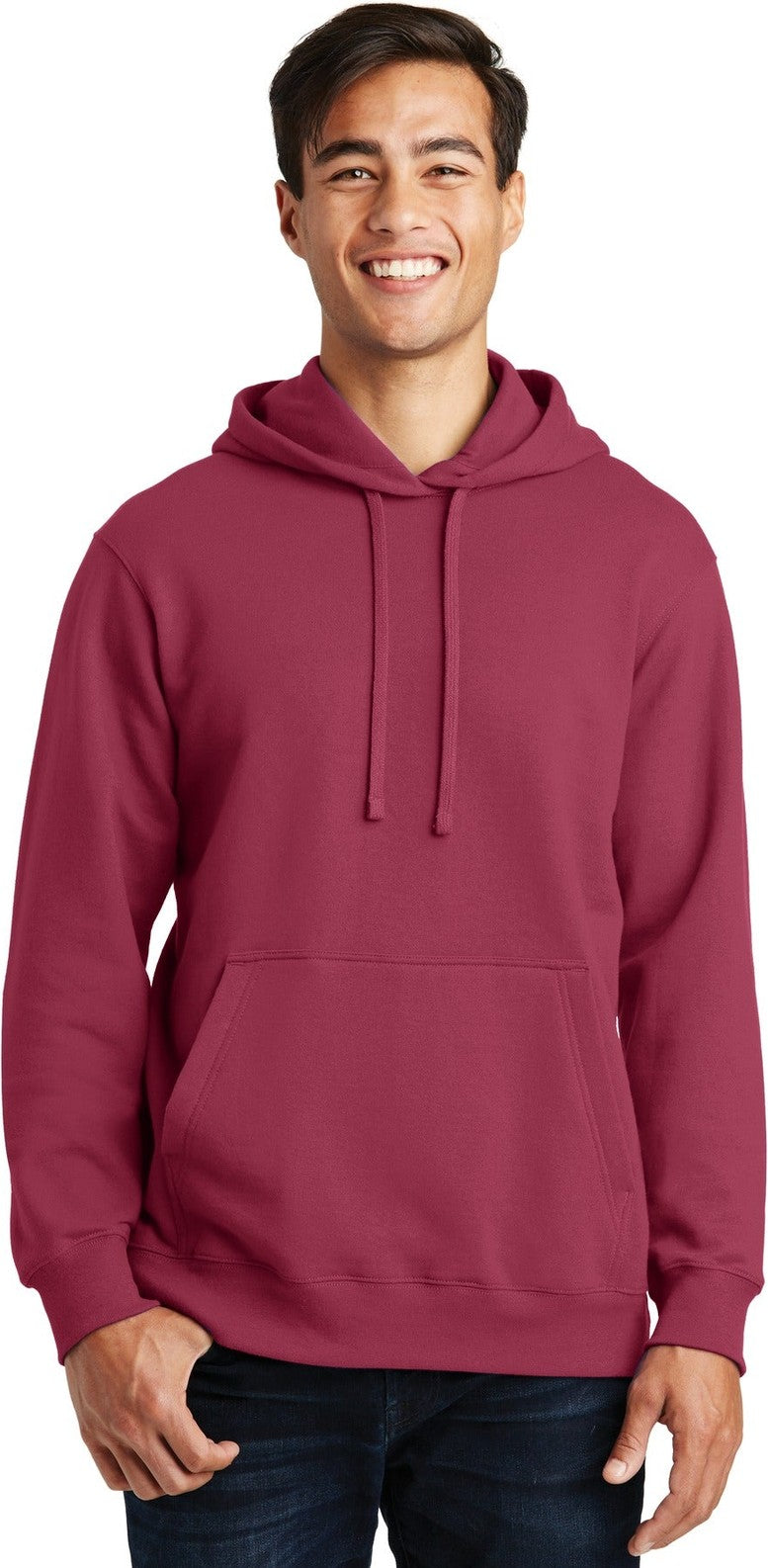 Front View of Garnet Port & Co Fan Favorite Fleece Pullover Hooded Sweatshirt. PC850H